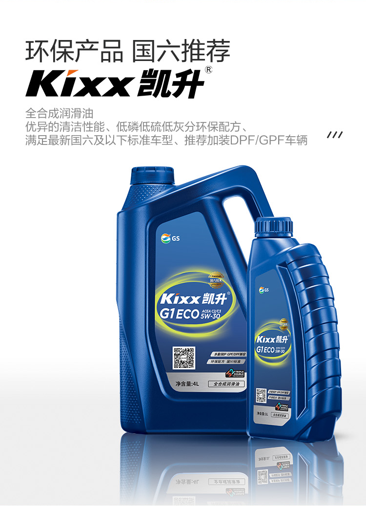 GS (Kixx) 凱升G1 ECO 全合成機油 5W-30 C3級 藍凱系列 4L-第2張圖片-鄭州市冠恒貿易有限公司【官方網(wǎng)站】-車用潤滑油服務專家
